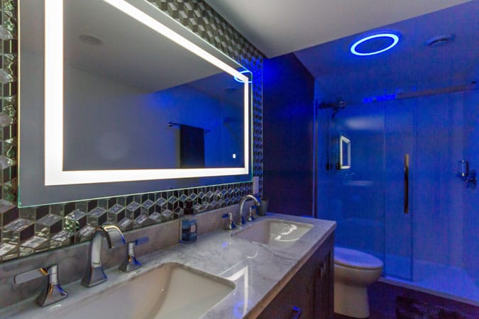 Downstairs Living in Style - Bathroom with LED backlighting